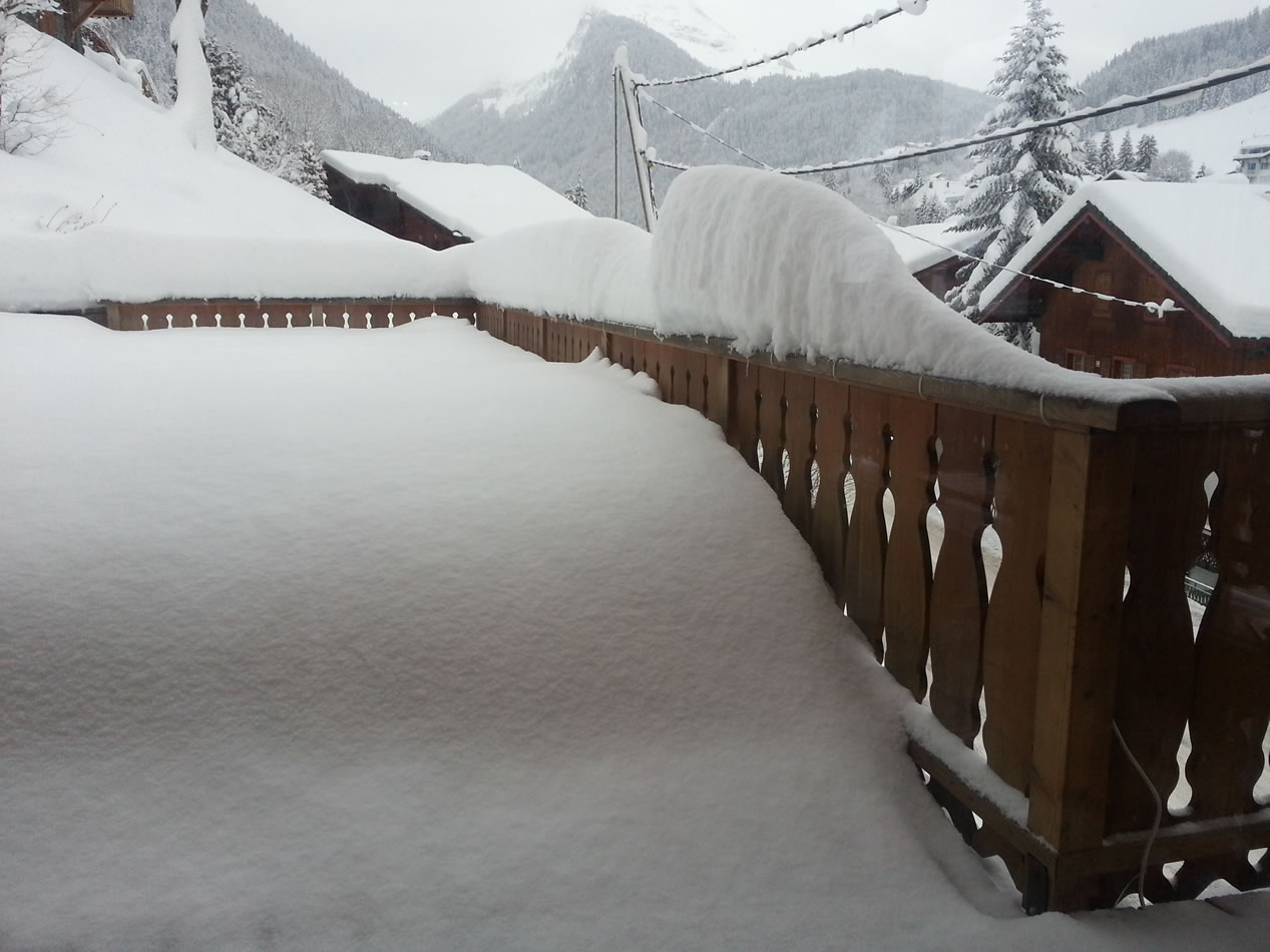 Snow on balcony